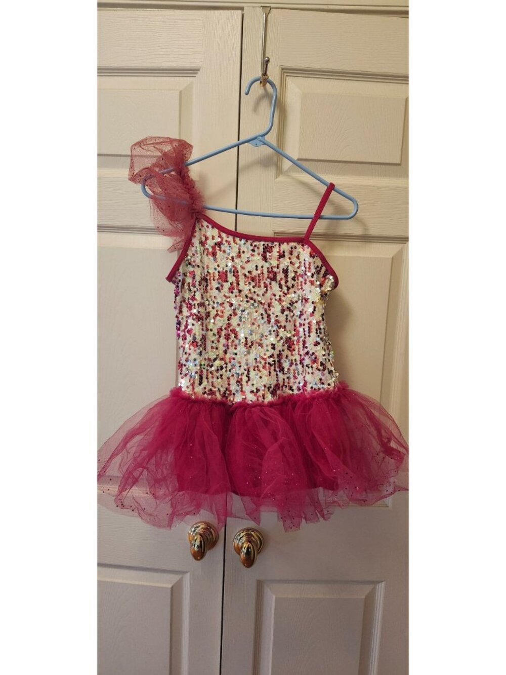 Girl Weissman 8060 I'd Rather Be Dancin Pink Sequin Dance Costume Size XLC 16/18